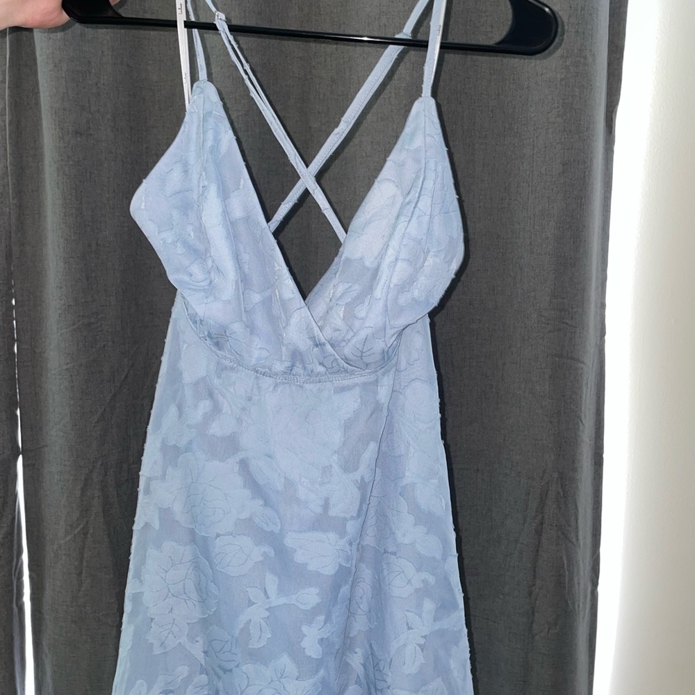 Lulu's Light Blue Floral Mini Dress